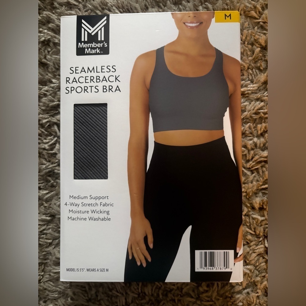 Member's Mark Seamless Racerback Sports Bra - Gray